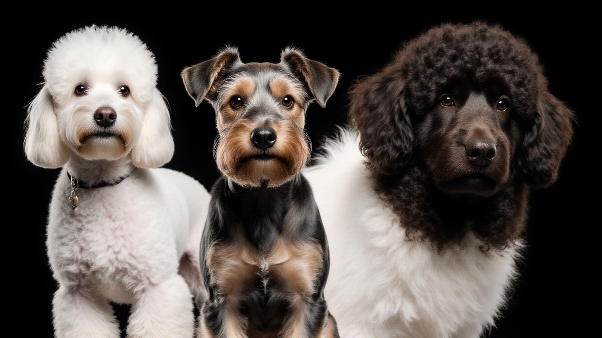 A collection of masterfully groomed high-end dog breeds