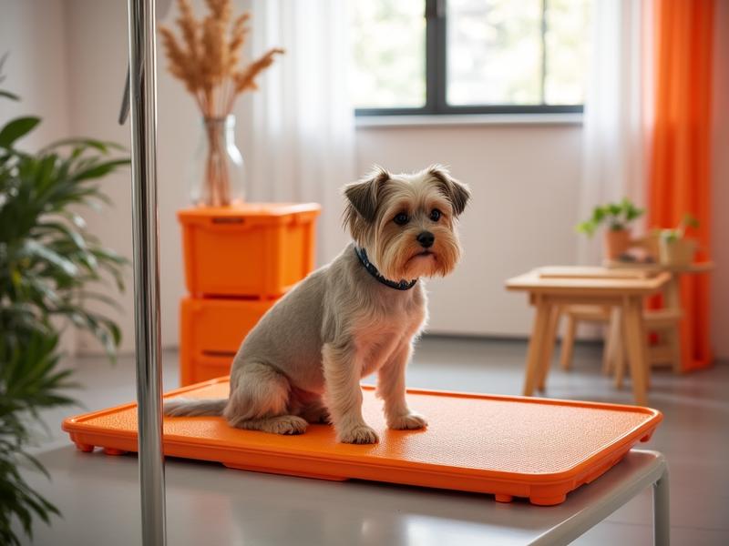 Quiet, specialized grooming area with non-slip equipment